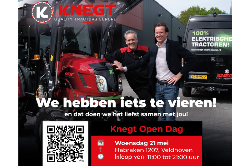 Woensdag 21 mei open dag bij Knegt Tractors met lancering nieuwe e-tractor